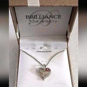 Mom Sterling Silver .925 Pave Crystal Heart Pendant Necklace New Box Mothers Day